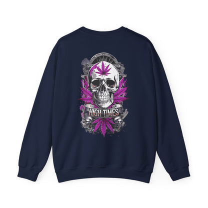 Skull & Purple Cannabis Leaf- "High Times" Graphic Sweatshirt