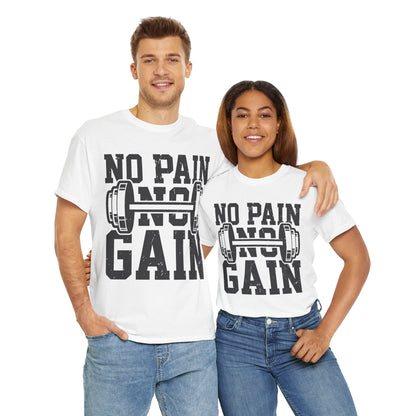 No Pain No Gain Workout Tee - Unisex Heavy Cotton T-Shirt for Fitness Enthusiasts