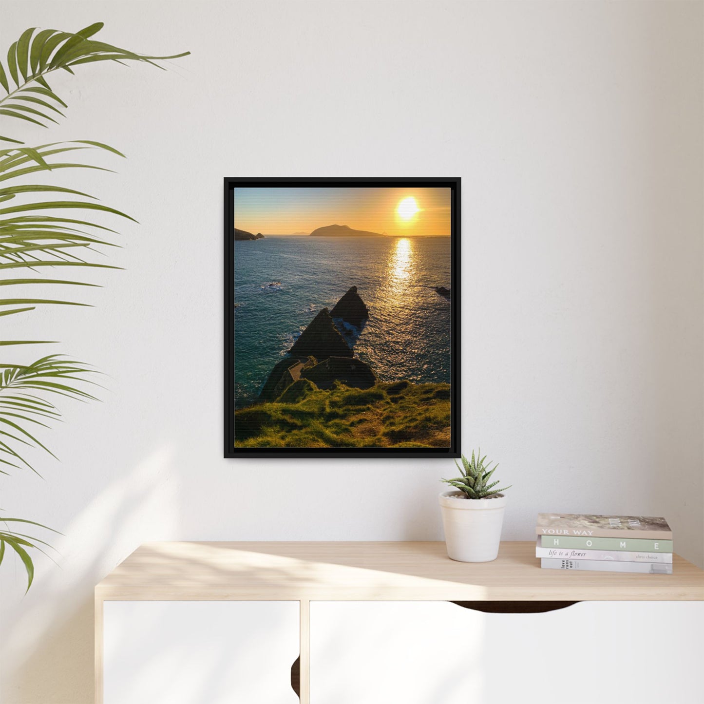Dunquin Pier Sunset 2 Matte Canvas, Framed (Multi-color)