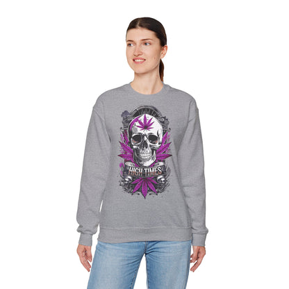 Skull & Purple Cannabis Leaf- "High Times" Graphic Sweatshirt