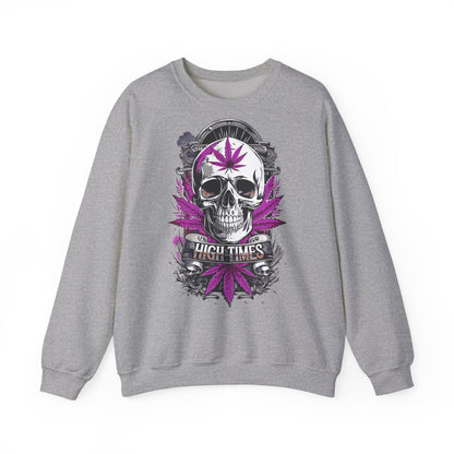 Skull & Purple Cannabis Leaf- "High Times" Graphic Sweatshirt