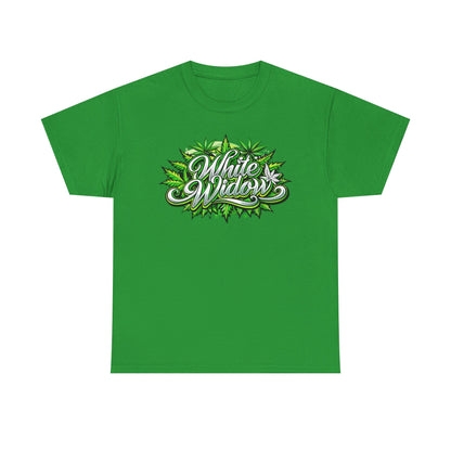 White Widow Graphic Tee — Cannabis Leaf Logo T-Shirt