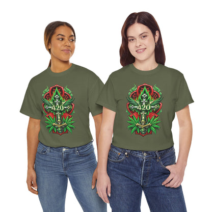 420 Cannabis Shield T-Shirt – Marijuana Leaf Stoner Graphic Tee