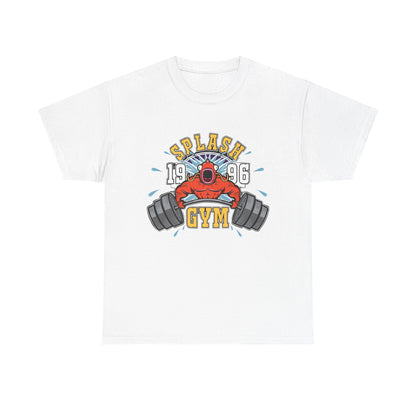 Splash Gym Unisex Heavy Cotton Tee - Bold Retro Design for Fitness Lovers White