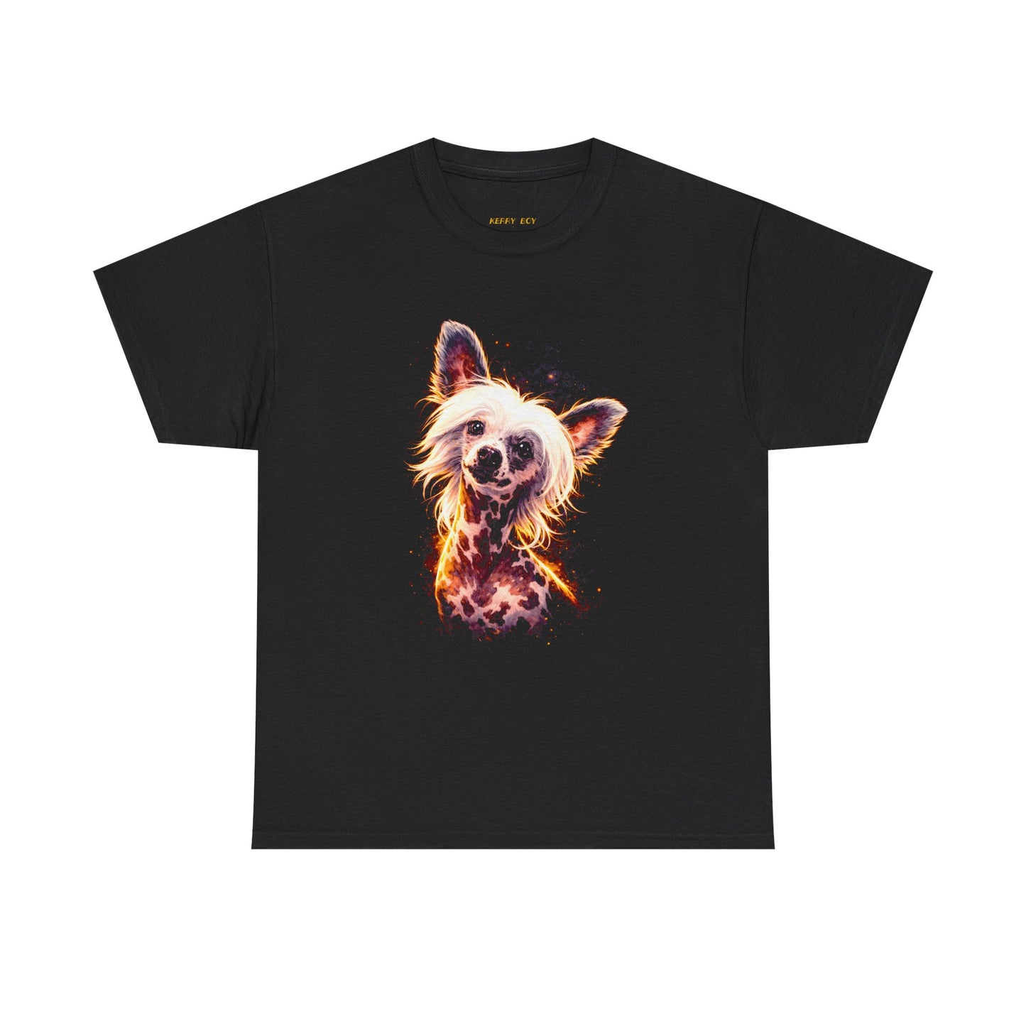 Chinese Crested Dog Graphic Tee - Neon Flame Art T-Shirt for Dog Lovers