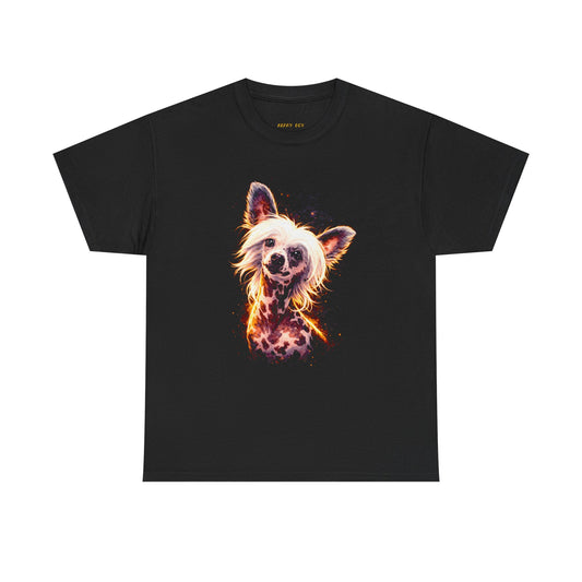 Chinese Crested Dog Graphic Tee - Neon Flame Art T-Shirt for Dog Lovers