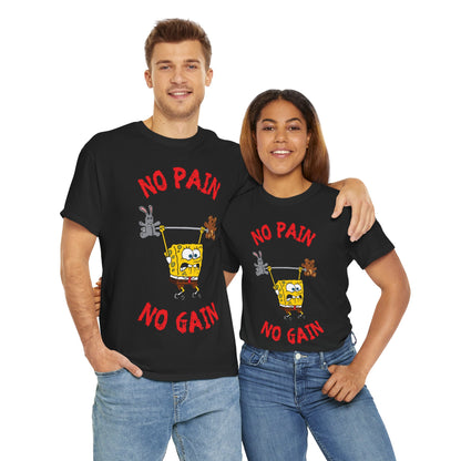 SpongeBob No Pain No Gain Black Unisex Heavy Cotton Tee