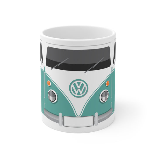 Vintage VW Bus Ceramic Coffee Mug - 11oz & 15oz - Perfect for Auto Enthusiasts Light Blue
