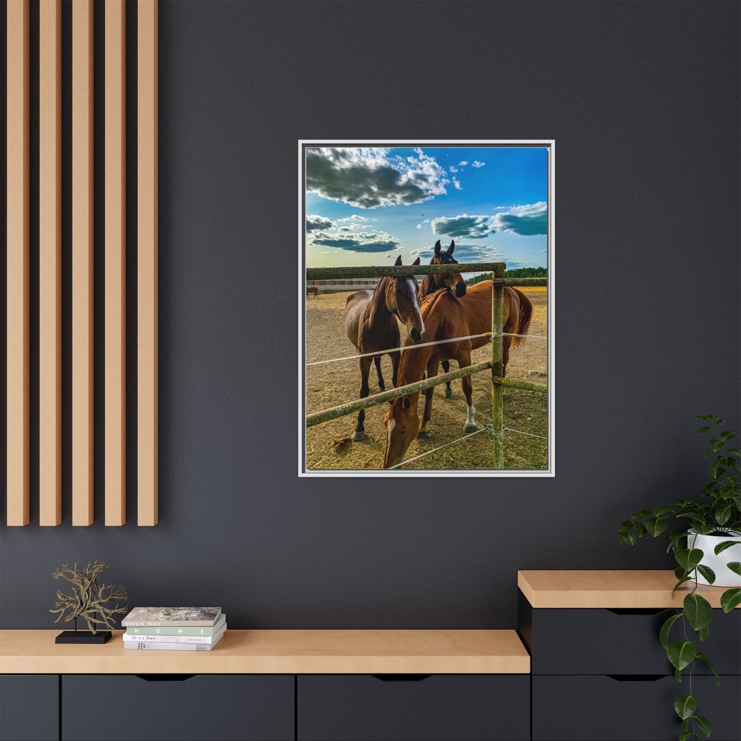 Horses Matte Canvas, Framed (Multi-color)