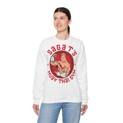 Sagat's Muay Thai Unisex Heavy Blend™ Crewneck Sweatshirt - Athletic Style for Fitness Enthusiasts White
