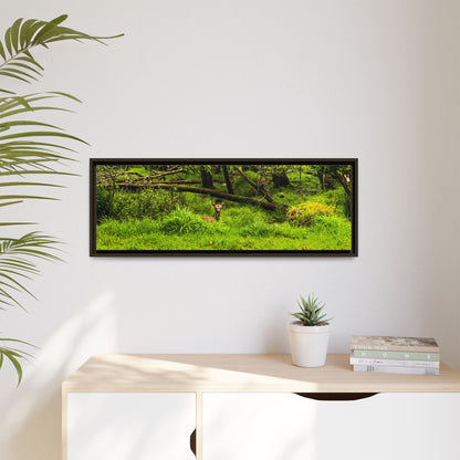 Deer in Ditch Matte Canvas, Framed (Multi-color)