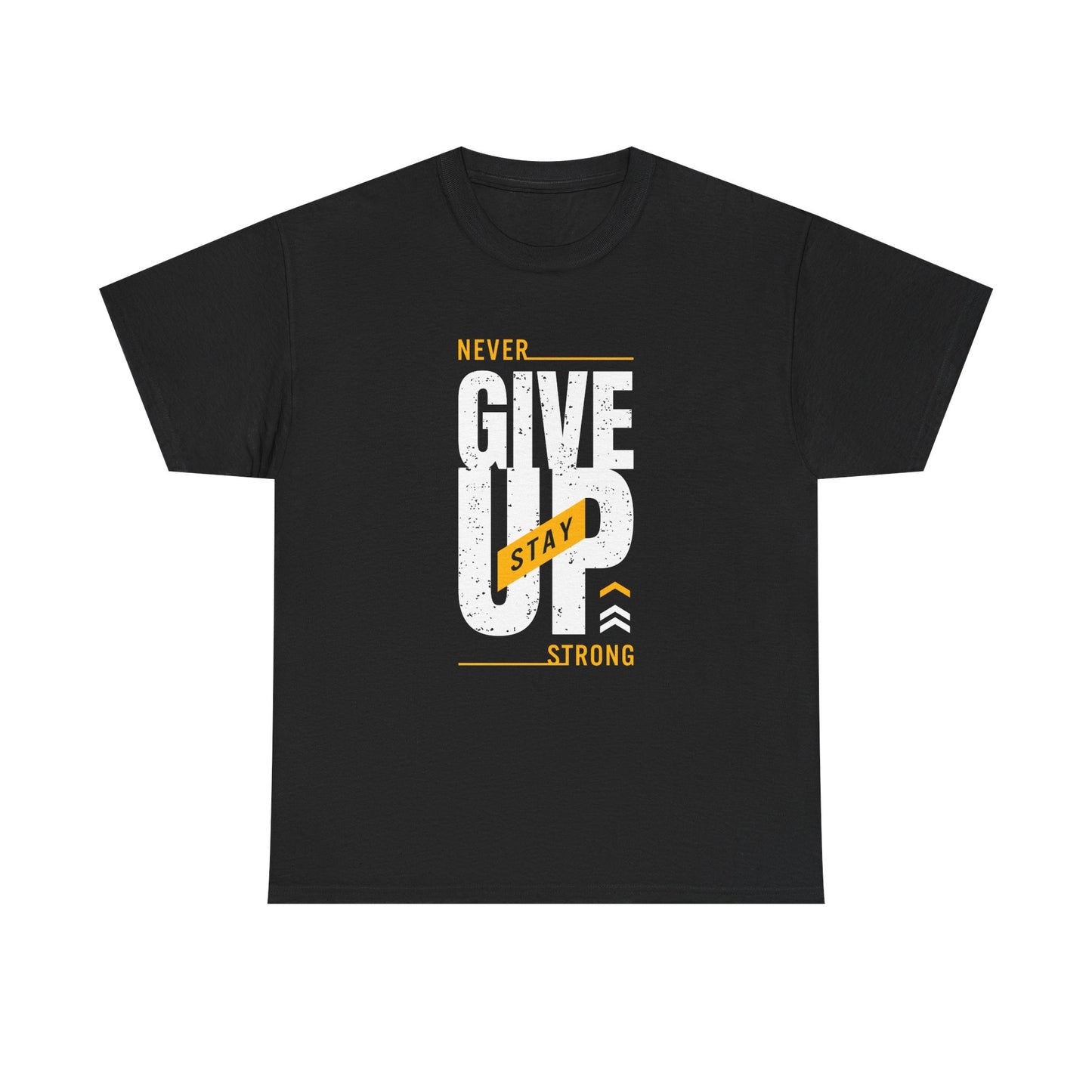 Motivational Unisex Heavy Cotton Tee - "Never Give Up, Stay Strong"