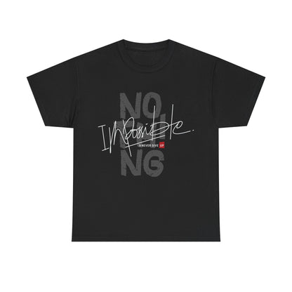 Unisex Heavy Cotton Tee - 'No Impossible' Motivational Shirt for Fitness & Inspiration