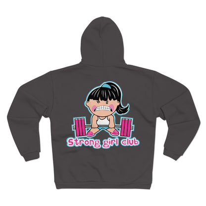 Strong Girl Club Unisex Hooded Zip Sweatshirt - Empowering Workout Hoodie