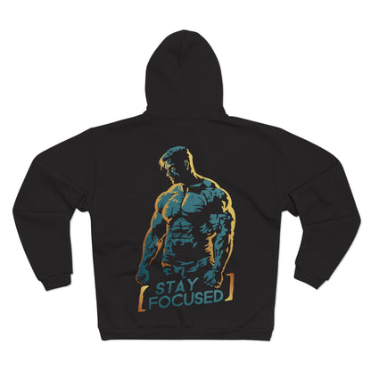 Unisex Hooded Zip Sweatshirt - Stay Focused Gym Hoodie for Fitness Enthusiasts