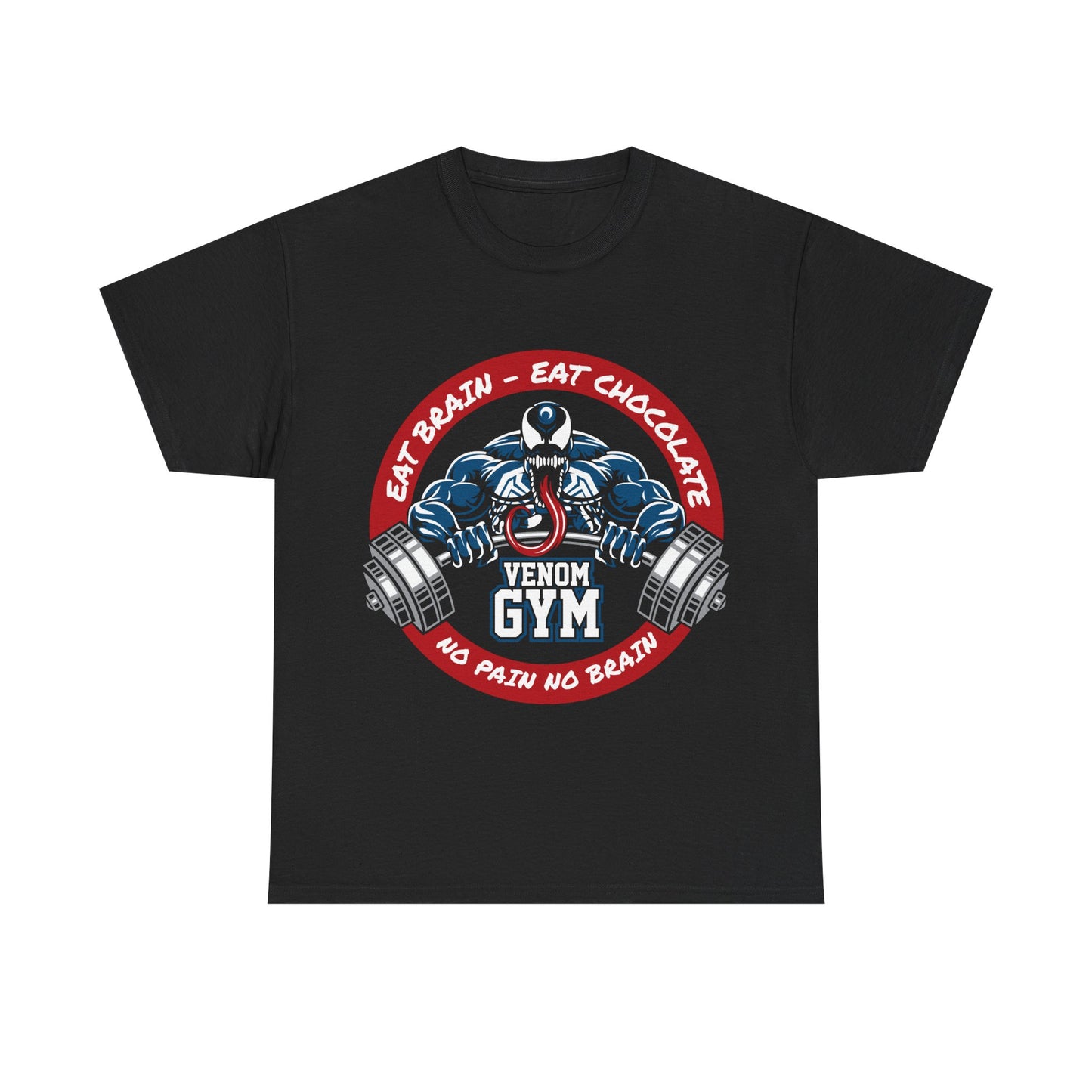 Funny Gym Tee - Eat Brain Eat Chocolate Design for Fitness Enthusiasts Black