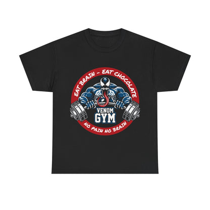 Funny Gym Tee - Eat Brain Eat Chocolate Design for Fitness Enthusiasts Black