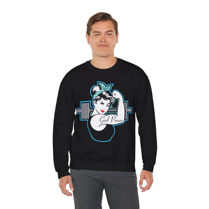 Girl Power Unisex Heavy Blend™ Sweatshirt - Strong & Stylish Gym Apparel Black
