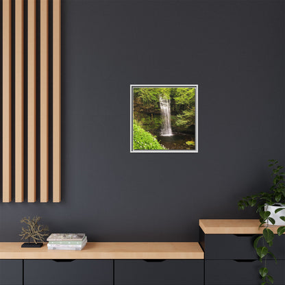 Glacer Waterfall Matte Canvas, Framed (Multi-color)