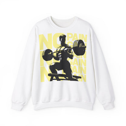 Motivational Gym Unisex Heavy Blend™ Crewneck Sweatshirt - 'No Pain No Gain' - Unisex Fitness Sweatshirt
