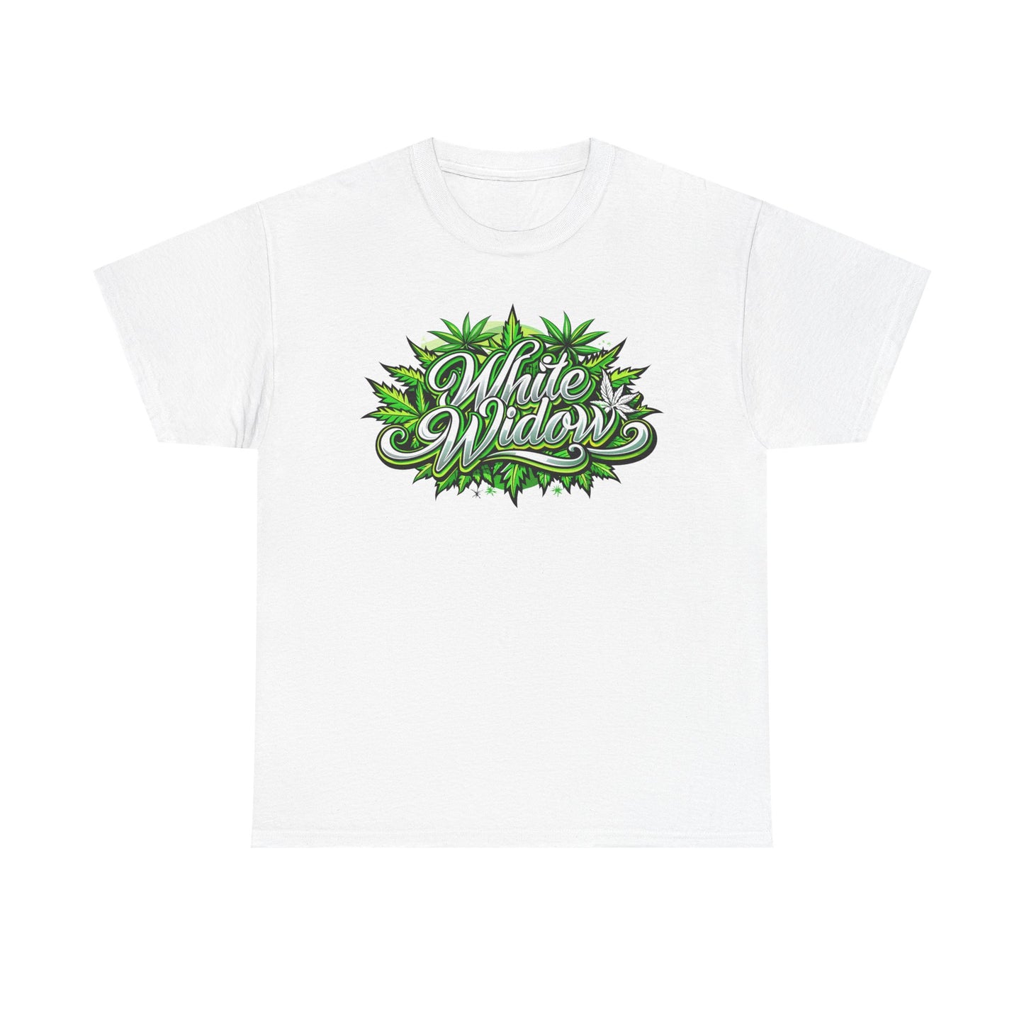White Widow Graphic Tee — Cannabis Leaf Logo T-Shirt