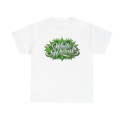 White Widow Graphic Tee — Cannabis Leaf Logo T-Shirt