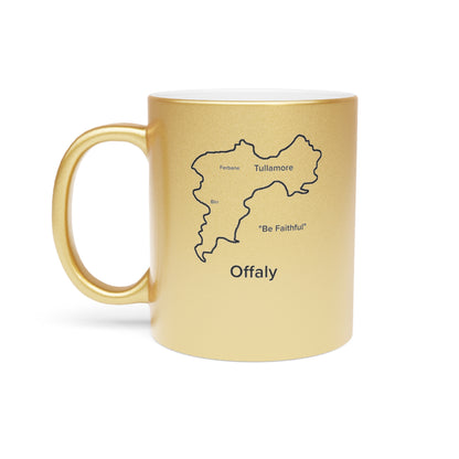 Offaly County Metallic Colour Mug - Silver/Gold - Perfect Gift for Coffee Lovers