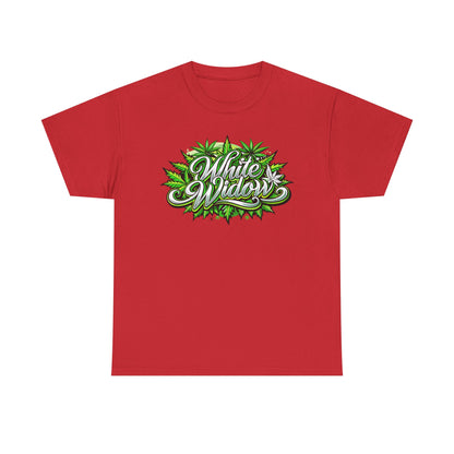 White Widow Graphic Tee — Cannabis Leaf Logo T-Shirt