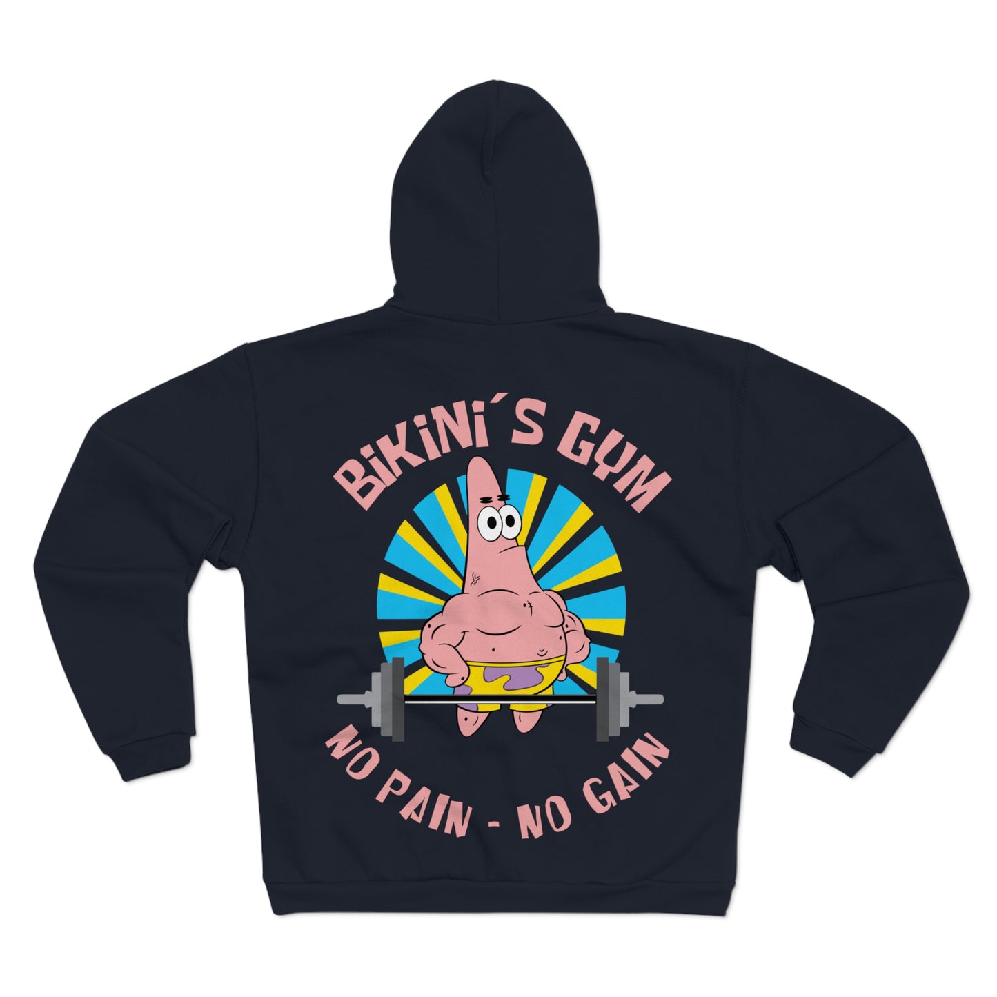 Bikini Bottom Gym Hoodie - No Pain No Gain Unisex Zip Sweatshirt