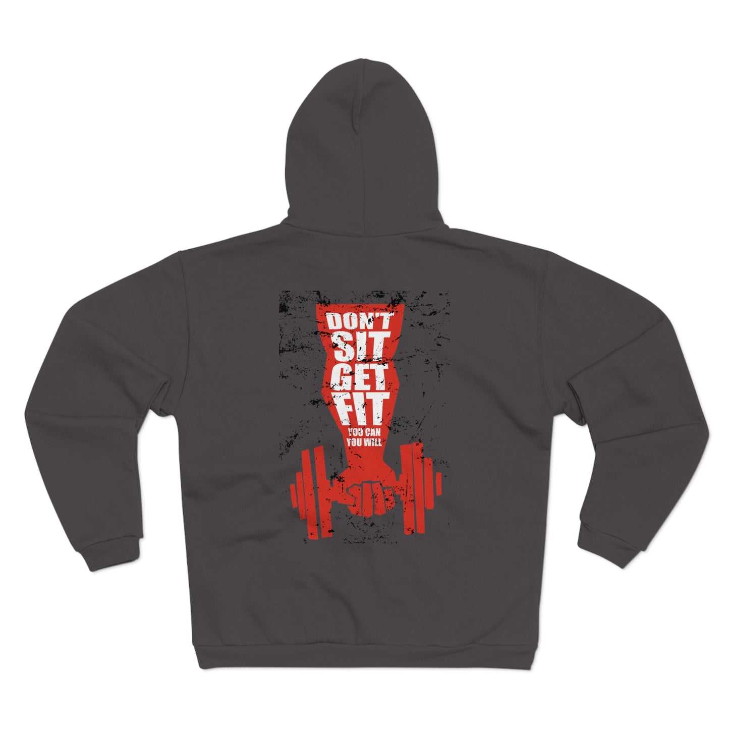 Motivational Workout Hoodies - "Don't Sit, Get Fit!" Fitness Unisex Hooded Zip Sweatshirt