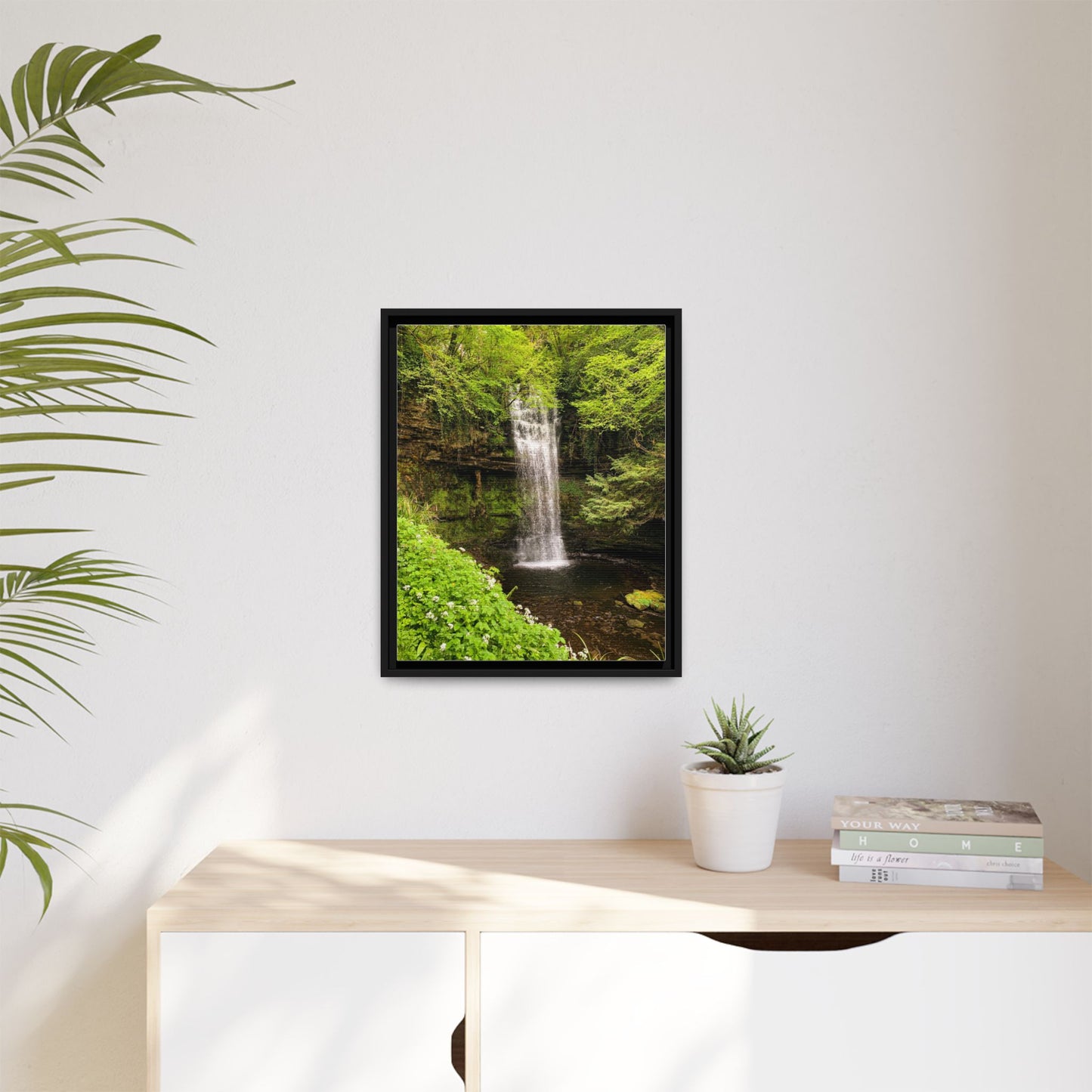 Glacer Waterfall Matte Canvas, Framed (Multi-color)