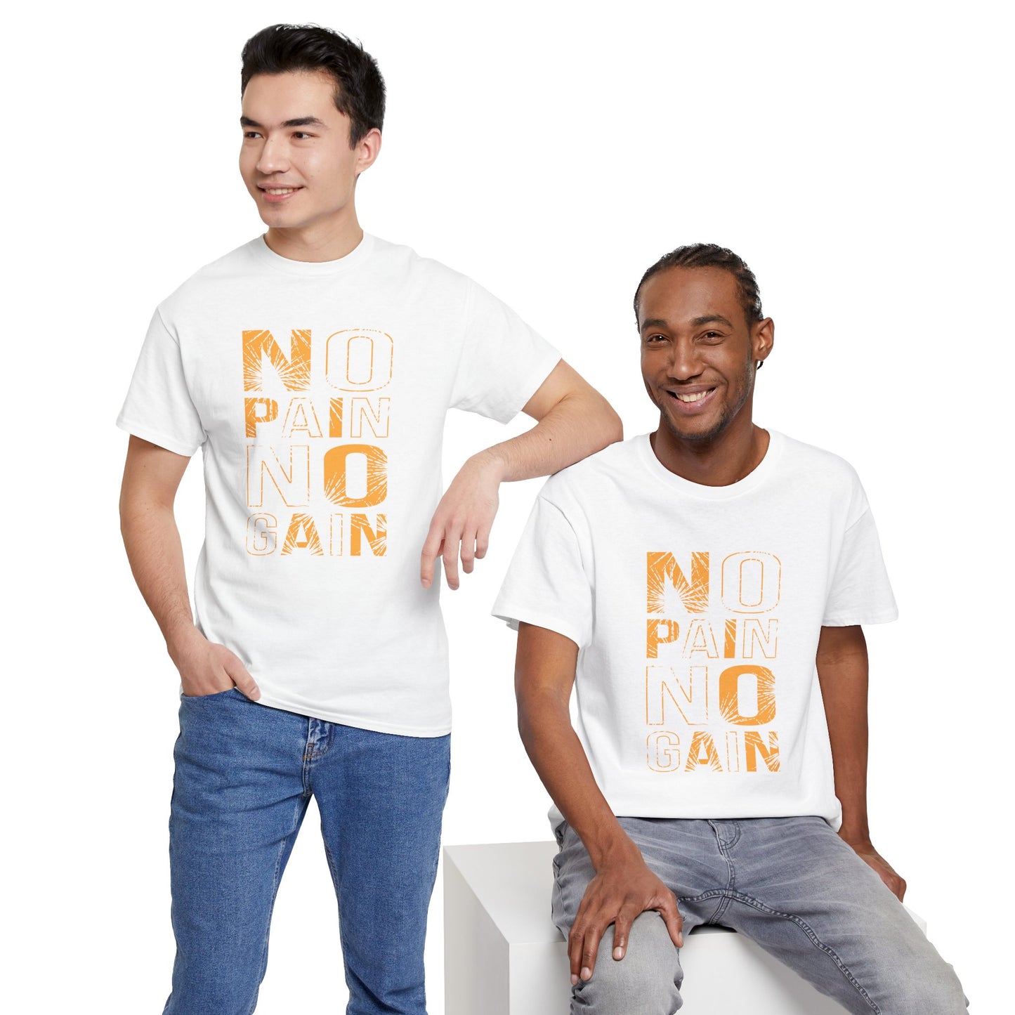Inspirational Unisex Heavy Cotton Tee - "No Pain No Gain"