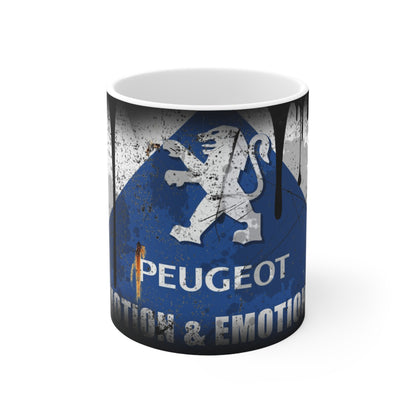 Peugeot Emotion & Motion Ceramic Coffee Cup - Unique 11oz & 15oz Mugs for Car Enthusiasts