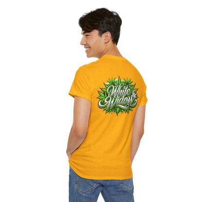 White Widow Graphic Tee — Cannabis Leaf Logo T-Shirt