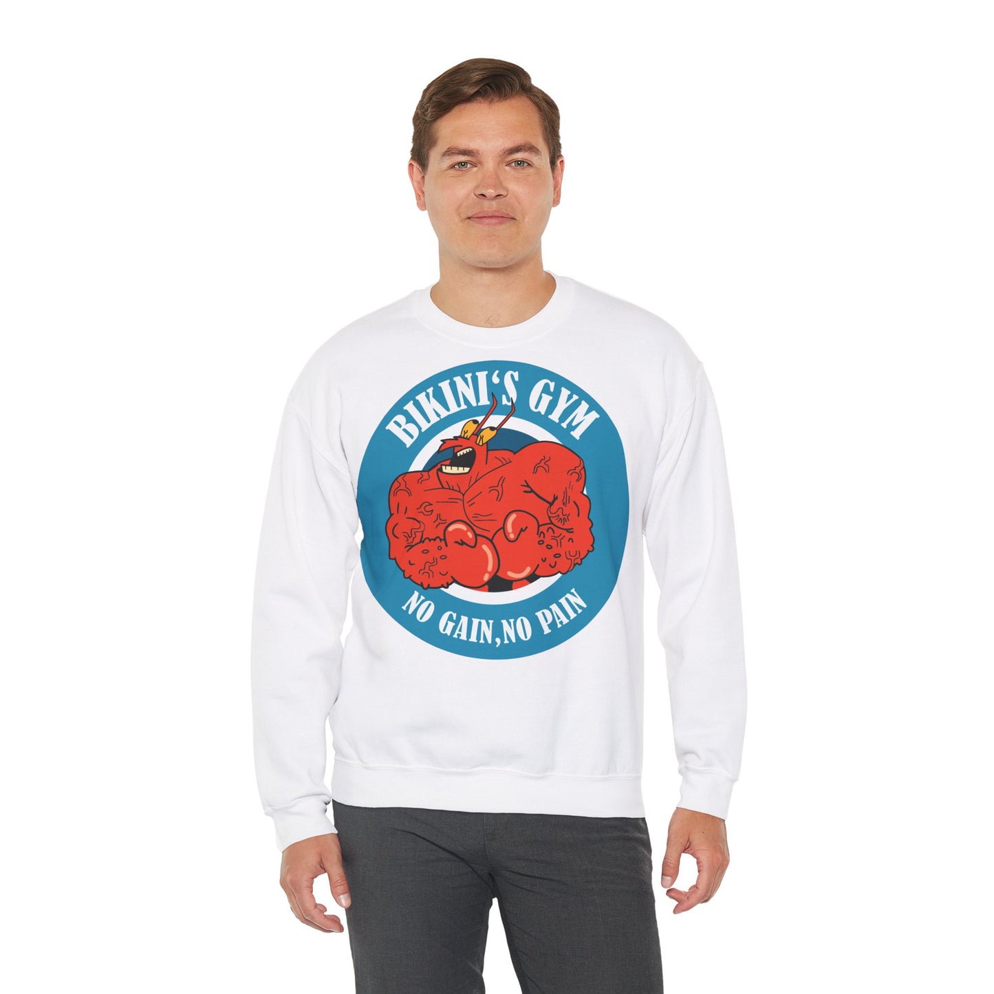 Bikini's Gym Unisex Heavy Blend™ Crewneck Sweatshirt - No Gain, No Pain White