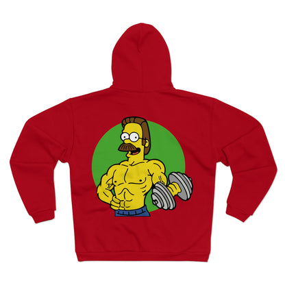 Funny Fitness Unisex Hooded Zip Sweatshirt with Cartoon Design