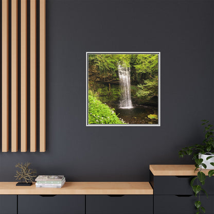 Glacer Waterfall Matte Canvas, Framed (Multi-color)
