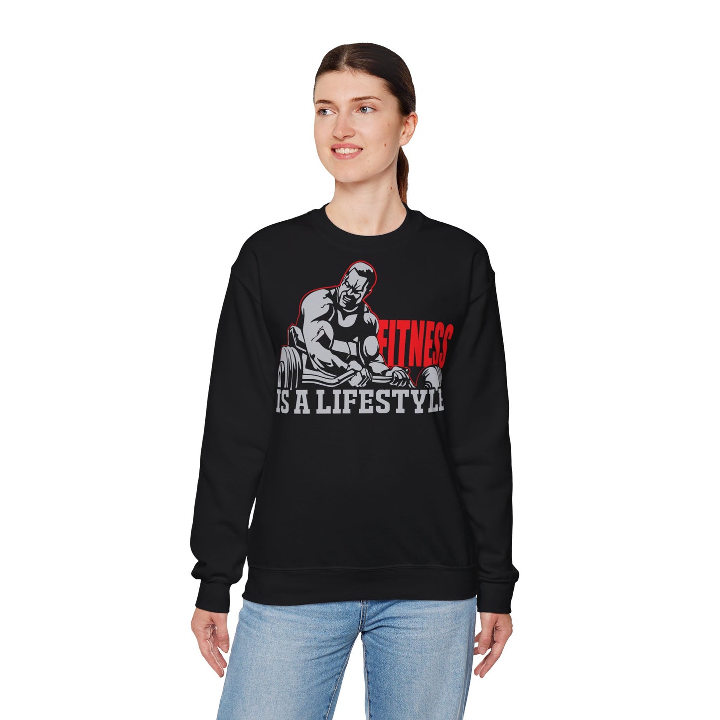 Motivational Unisex Heavy Blend™ Crewneck Sweatshirt - Fitness Is A Lifestyle