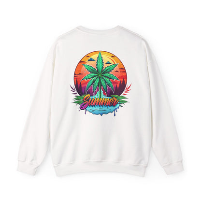 Summer Cannabis Leaf Swaetshirt – Retro Tropical Sunset