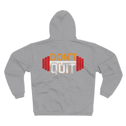 Motivational Unisex Zip Sweatshirt – "DON'T QUIT" Fitness Hoodie