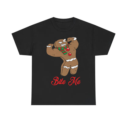 Funny Gingerbread Cookie Tee - Bite Me Christmas Shirt Black