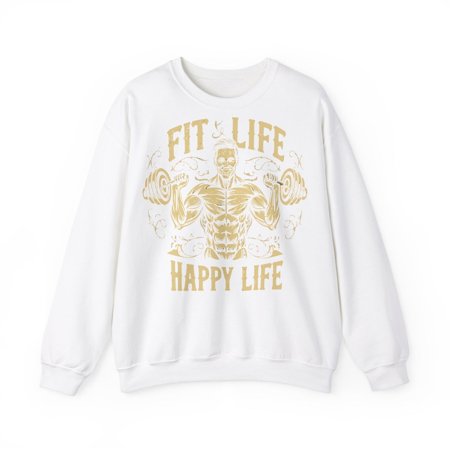 Fit Life Happy Life Unisex Heavy Blend™ Crewneck Sweatshirt - Perfect for Fitness Enthusiasts