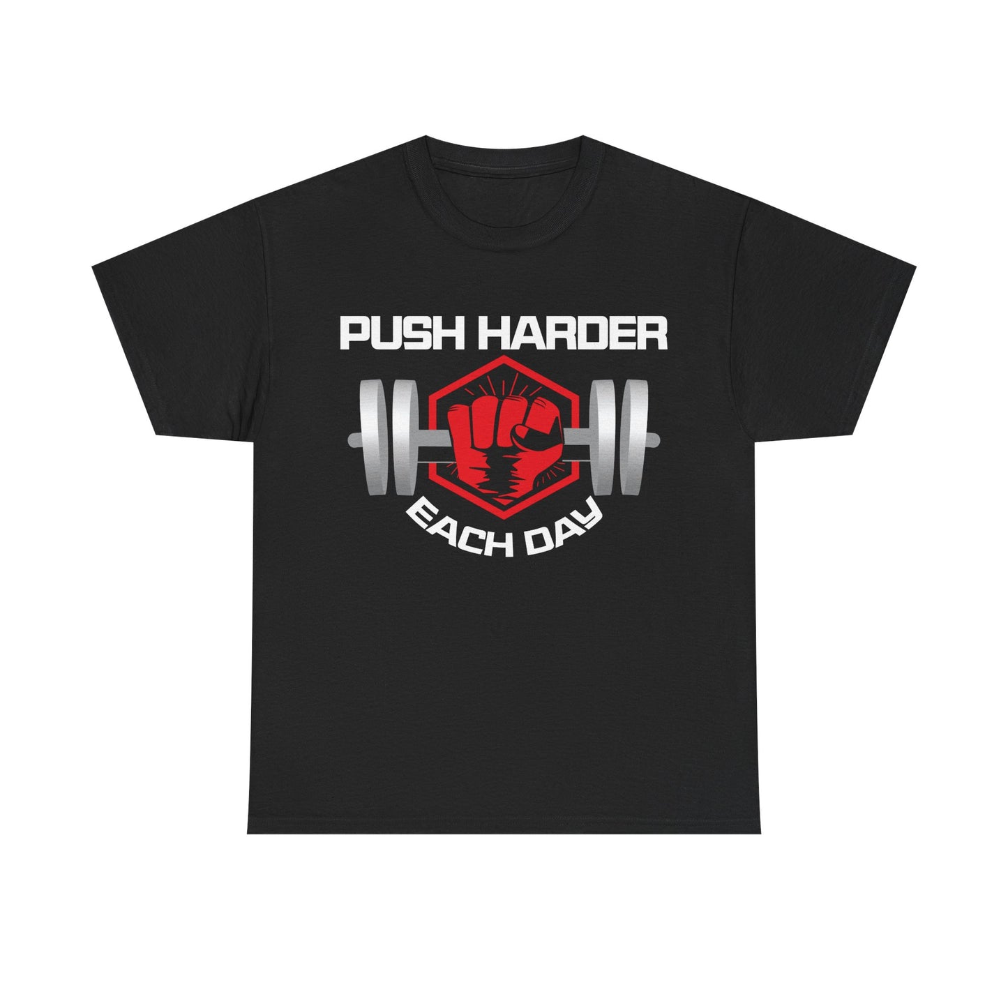 Push Harder Each Day Unisex Heavy Cotton Tee - Motivational Fitness Shirt