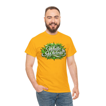 White Widow Graphic Tee — Cannabis Leaf Logo T-Shirt