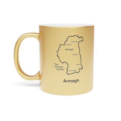 Armagh County Metallic Colour Mug - Silver/Gold - Perfect Gift for Coffee Lovers