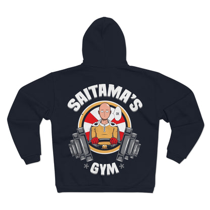 Saitama's Gym Unisex Hooded Zip Sweatshirt - Fitness Anime Hoodie