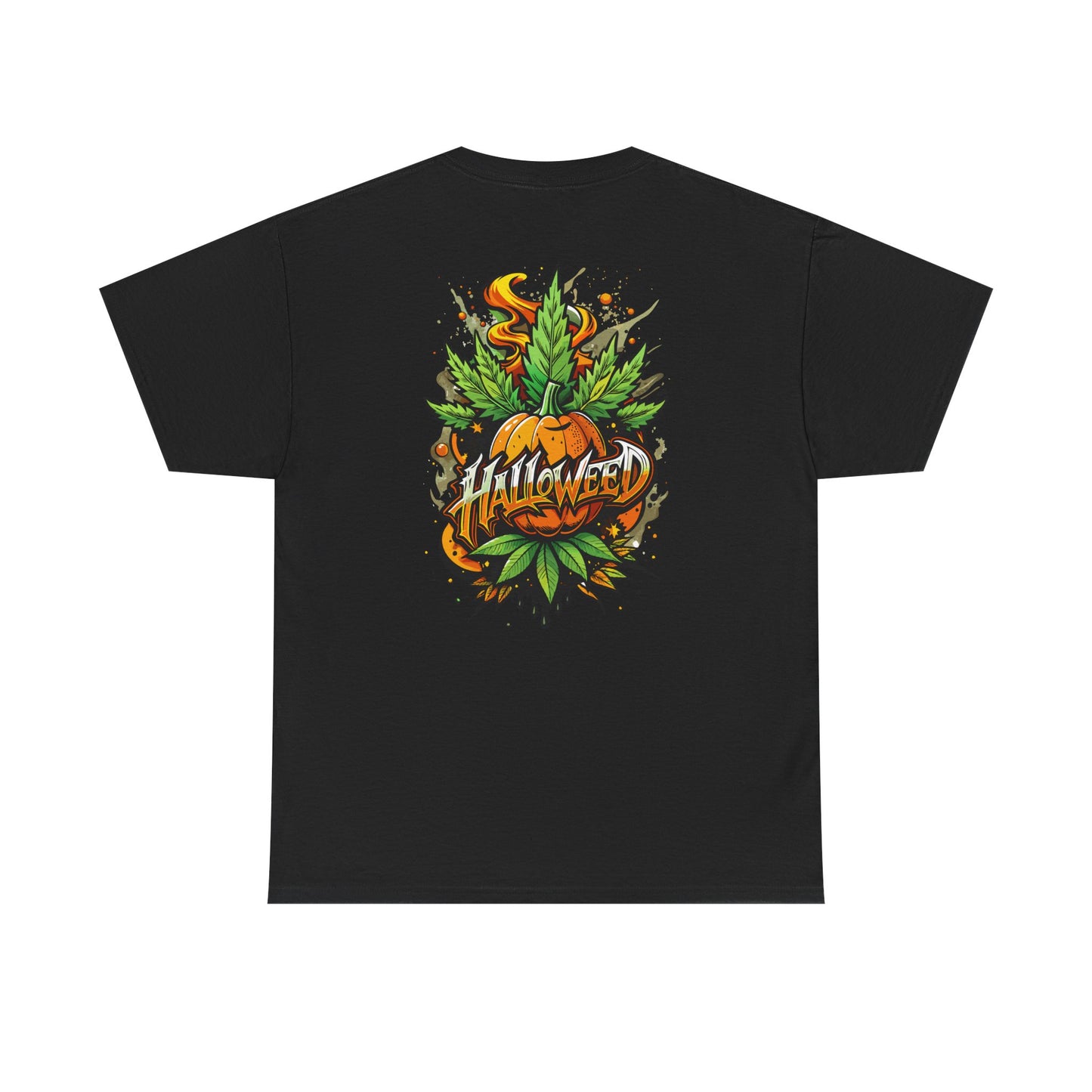 Hallowed Harvest Tee — Halloween Mask & Pumpkin Graphic T-Shirt
