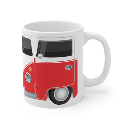Vintage VW Bus Ceramic Coffee Mug - 11oz & 15oz - Perfect for Auto Enthusiasts Red