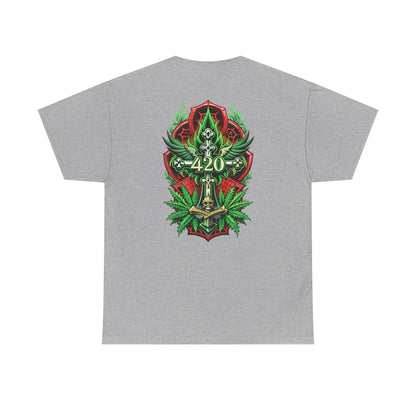 420 Cannabis Shield T-Shirt – Marijuana Leaf Stoner Graphic Tee