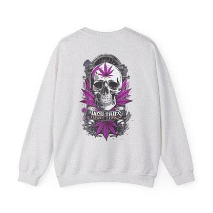 Skull & Purple Cannabis Leaf- "High Times" Graphic Sweatshirt
